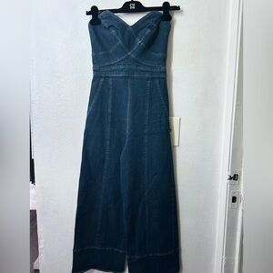 Cinq à Sept Strapless Denim Jumpsuit